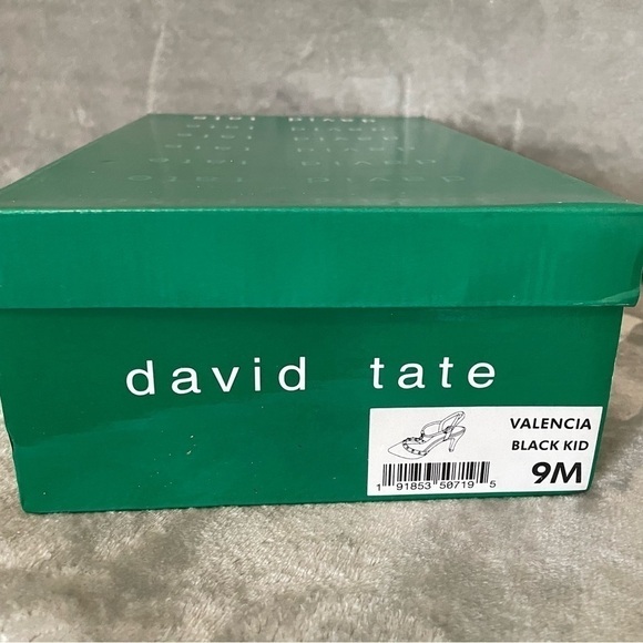 David Tate Valencia Black Kid Studded Black Slingback Leather Pumps Heels Size 9 - Picture 9 of 11